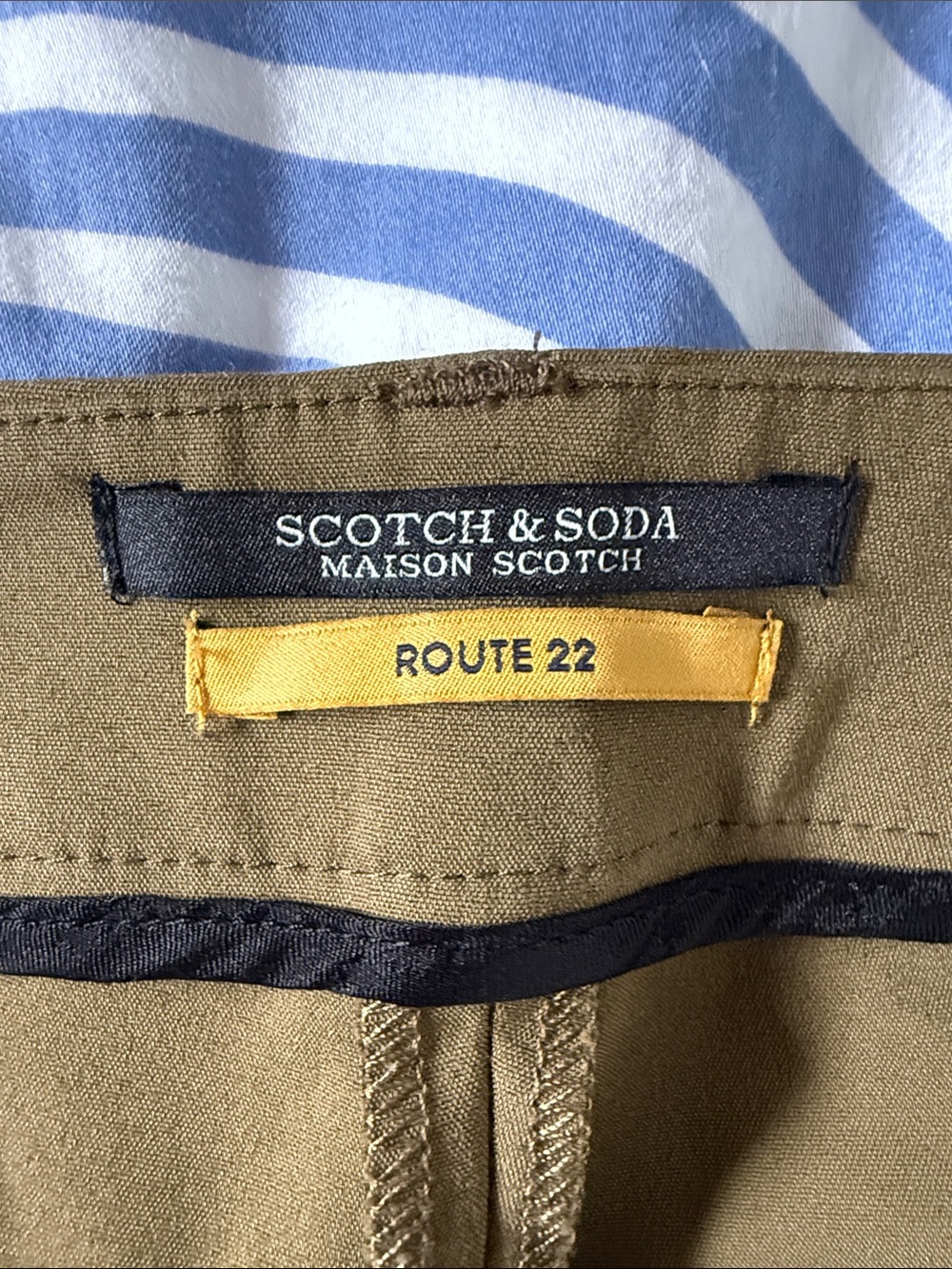 Scotch & Soda Olive Green Tapered Track-Stripe Ankle Pant Size XL - Picture 8 of 11